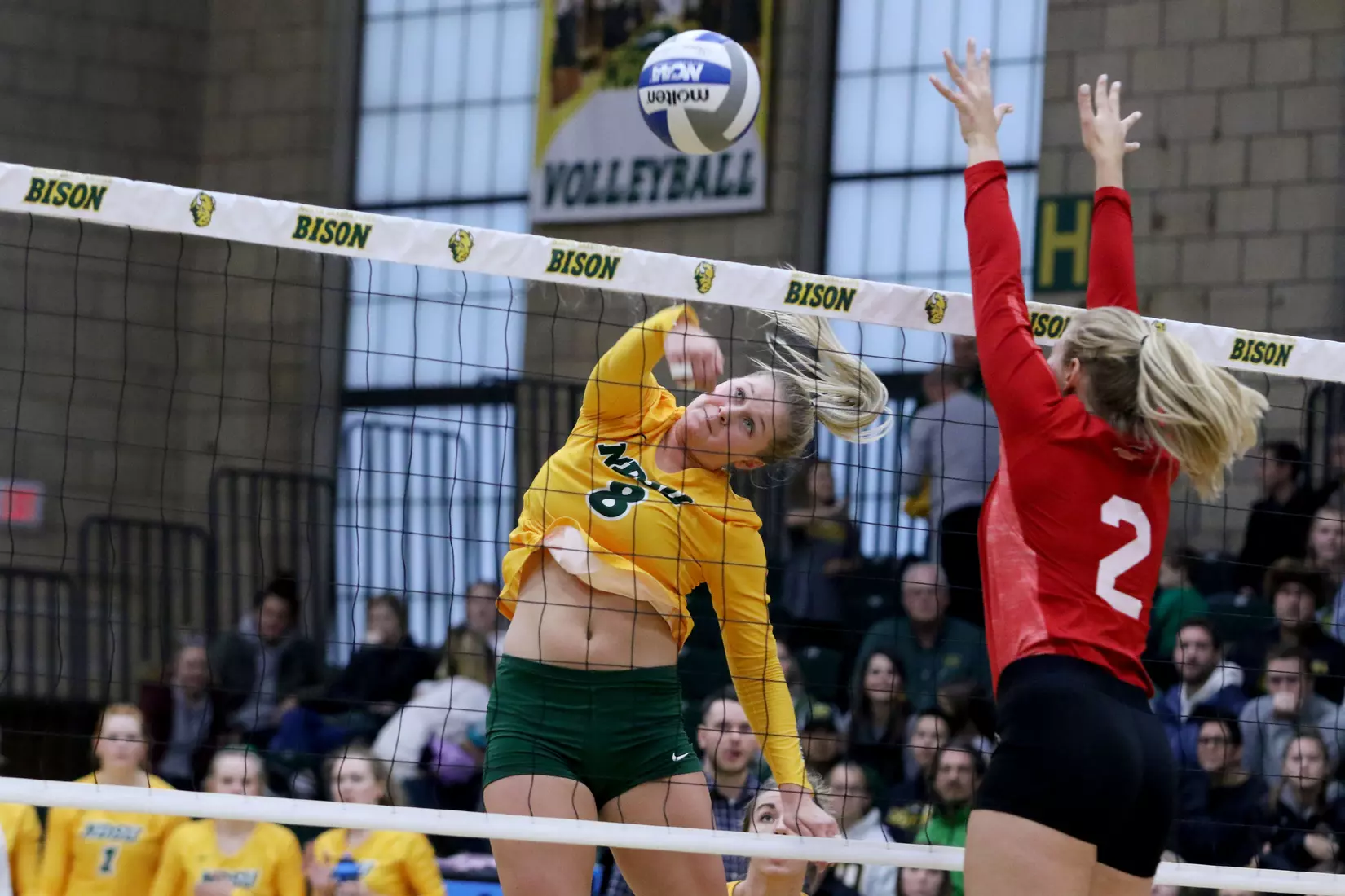 North Dakota State's Bella Lien against South Dakota in the Bentson Bunker Fieldhouse.