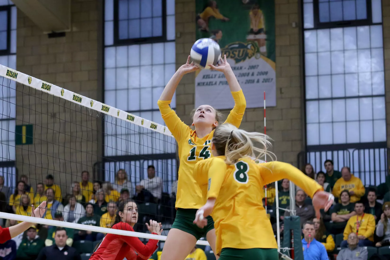 North Dakota State's Kelley Johnson against South Dakota in the Bentson Bunker Fieldhouse.