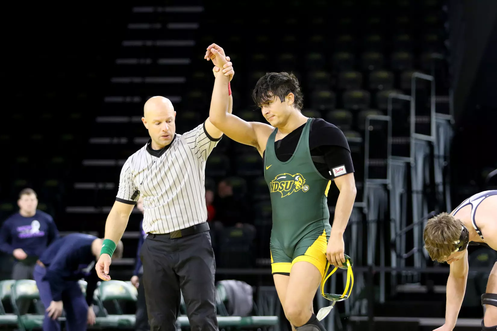 North Dakota State 174 Lorenzo De La Riva during the 32-9 win over Augustana on Dec. 1 in Scheels Center.