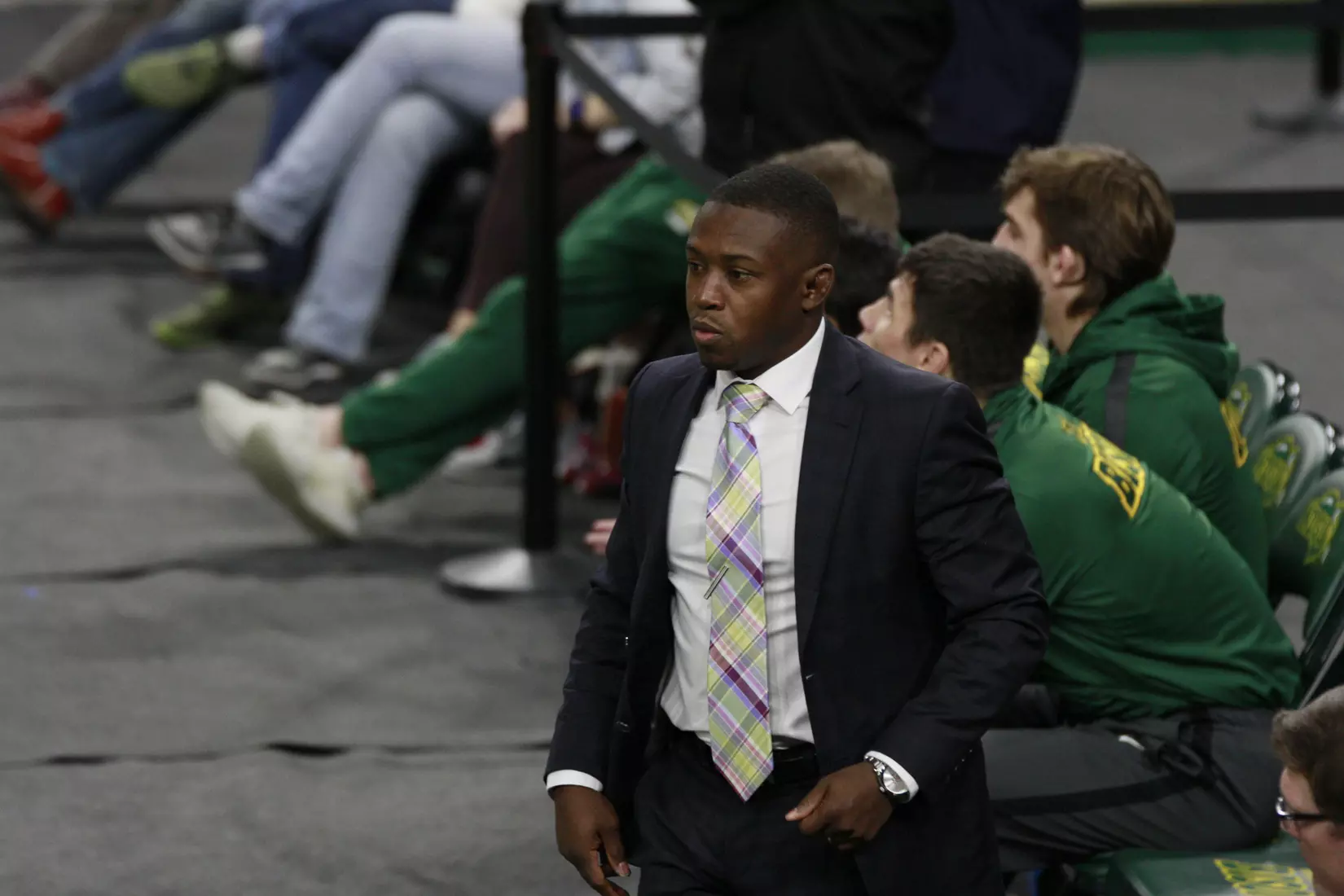 North Dakota State head assistant Obenson Blance during Bison 24-9 win over Cal State Bakersfield on Nov. 3 in Scheels Center.