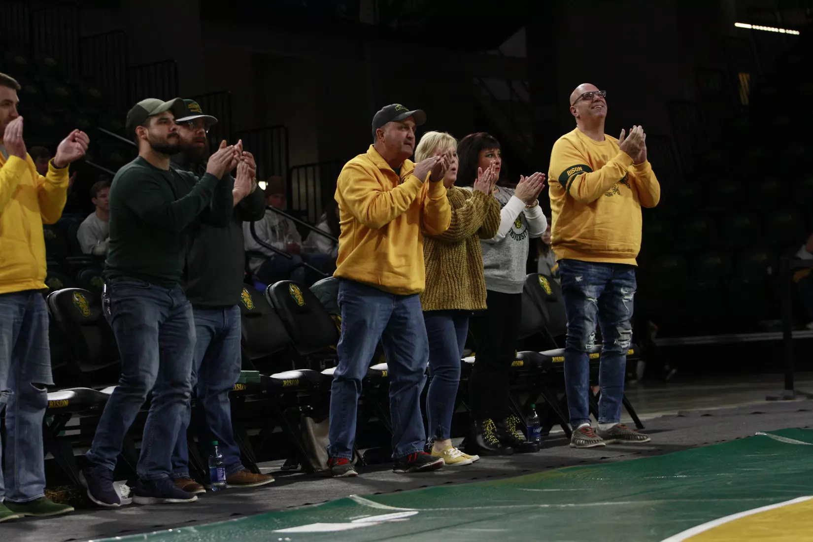 North Dakota State mat side fans like what they see during Bison 24-9 win over Cal State Bakersfield on Nov. 3 in Scheels Center.