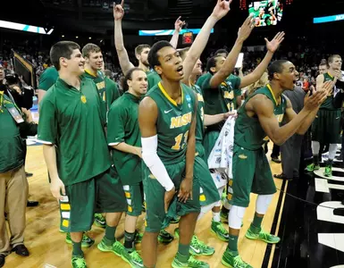 NDSU Celebrates Win Over Oklahoma