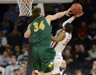 Chris Kading was whistled for a foul on this blocked shot.