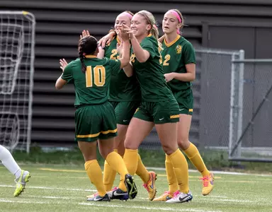 NDSU Bison celebrate after goal.