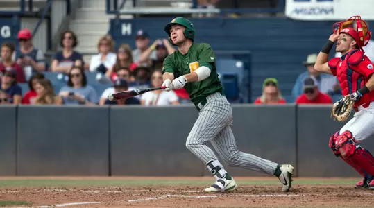North Dakota State University Bison right fielder Carter Thompson (9) follows through on his swing during a game against the University of Arizona Wildcats at Hi Corbett Field on March 11, 2018 in Tucson, Arizona. (Zachary Lucy Photography)