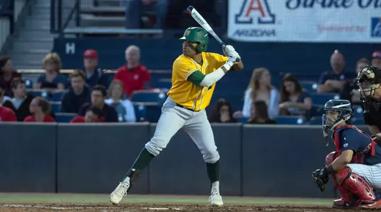 North Dakota State University Bison center fielder Alec Abercrombie (3) at bat during a game against the University of Arizona Wildcats at Hi Corbett Field on March 9, 2018 in Tucson, Arizona. (Zachary Lucy Photography)