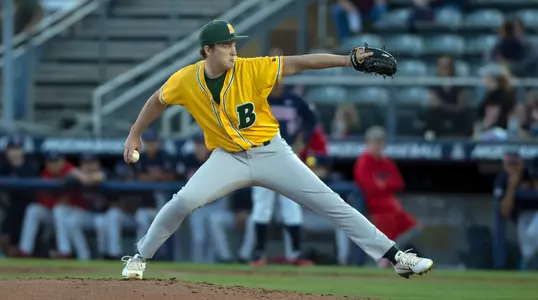 North Dakota State University Bison pitcher Riley Johnson (25) delivers a pitch to the plate during a game against the University of Arizona Wildcats at Hi Corbett Field on March 9, 2018 in Tucson, Arizona.(Zachary Lucy Photography)