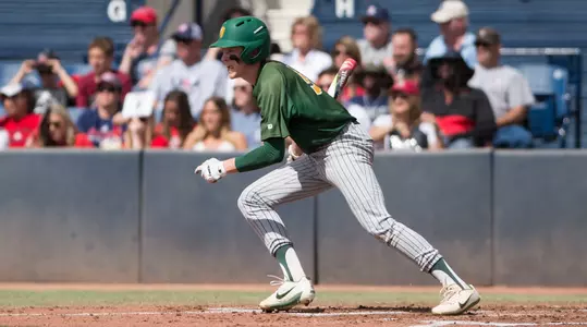 North Dakota State University Bison designated hitter Tucker Rohde (5) hits a ground ball to second base to score a run during a game against the University of Arizona Wildcats at Hi Corbett Field on March 11, 2018 in Tucson, Arizona. (Zachary Lucy Photography)