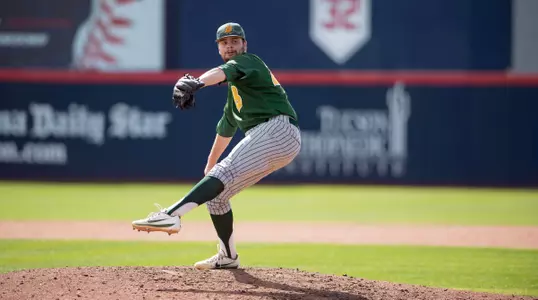 North Dakota State University Bison relief pitcher Kevin Folman (27) delivers a pitch to the plate during a game against the University of Arizona Wildcats at Hi Corbett Field on March 11, 2018 in Tucson, Arizona. (Zachary Lucy Photography)