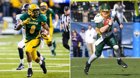 Photo of Bruce Anderson and Easton Stick running the football