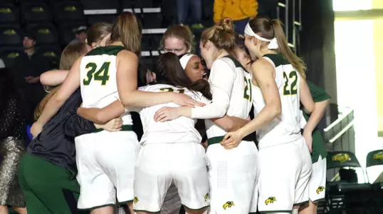 NDSU Women's Basketball Team Huddle - NDSU plays Omaha during the Saturday, February 23, 2019 game in Fargo, N.D. North Dakota State Women's Basketball vs. Omaha - Feb. 23, 2019 - Senior Day