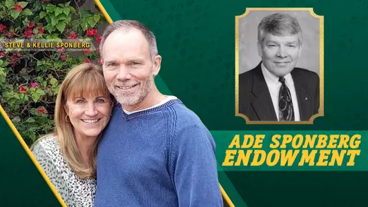 Steve and Kellie Sponberg pictured in a graphic for the Ade Sponberg Endowment