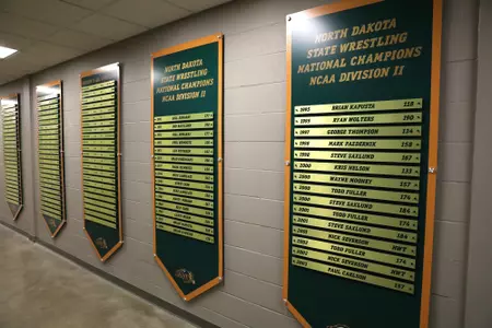 Names of NDSU wrestling national champions on display
