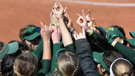 North Dakota State with horns up during game against Weber State on Feb. 21, 2020.