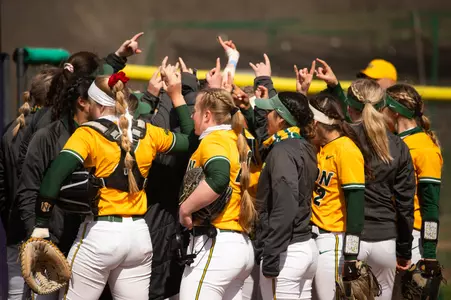 NDSU softball team huddle