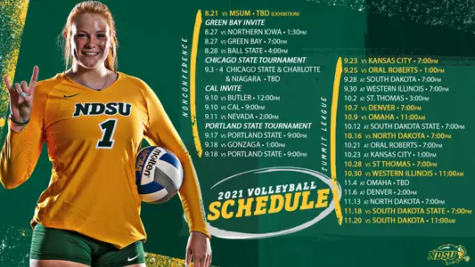 2021 NDSU Volleyball Schedule