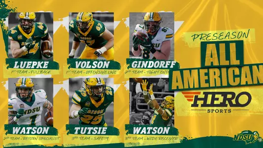 Graphic of NDSU players on the HERO Sports FCS Preseason All-America Team
