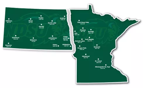 NDSU Bison Radio Network Map 2021