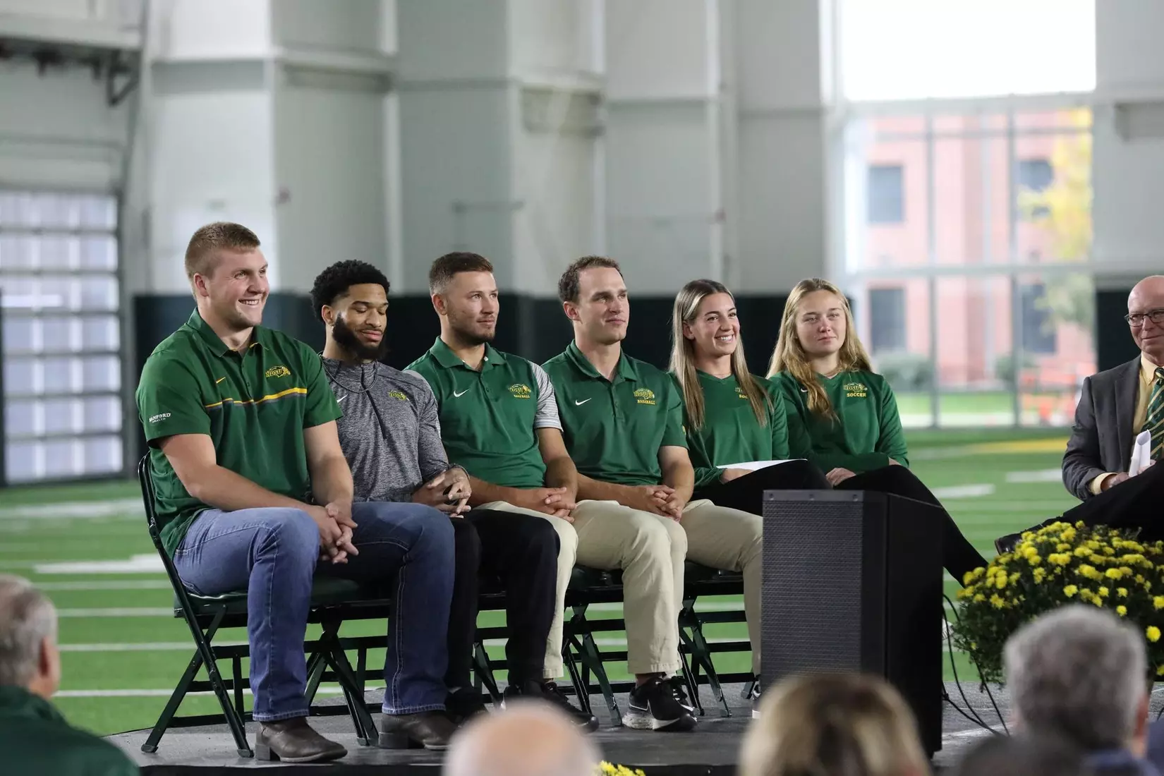 NDSU student-athletes at the Nodak Insurance Football Performance Complex ribbon cutting ceremony.