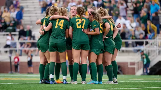 NDSU Soccer Team Huddle