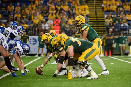 Cam Miller behind the NDSU offensive line