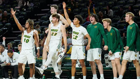 NDSU basketball team bench celebration