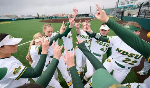 Softball Team Huddle Horns Up