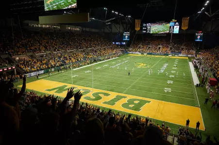 Interior view of Gate City Bank Field at the Fargodome during an NDSU football game