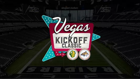 The Vegas Kickoff Classic logo featuring North Dakota State and Montana State logos over an image of Allegiant Stadium