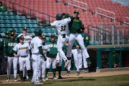 Action from NDSU vs. Omaha baseball on Apr 19, 2026 at the Newman Outdoor Field in Fargo, ND.