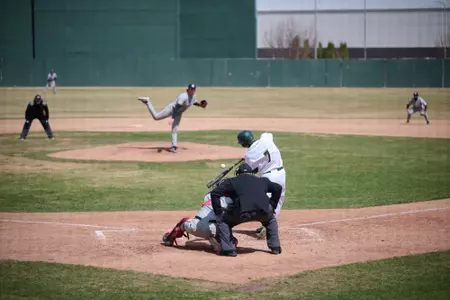 Action from NDSU vs. Omaha baseball on Apr 19, 2026 at the Newman Outdoor Field in Fargo, ND.