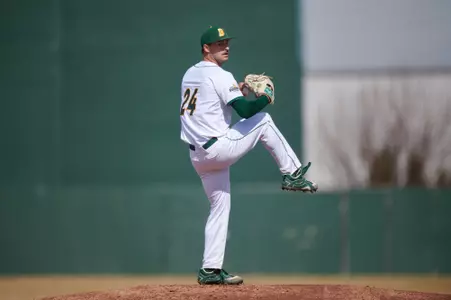 Action from NDSU vs. Omaha baseball on Apr 19, 2026 at the Newman Outdoor Field in Fargo, ND.