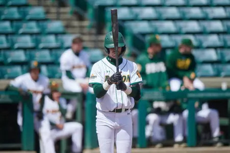 Action from NDSU vs. Omaha baseball on Apr 19, 2026 at the Newman Outdoor Field in Fargo, ND.