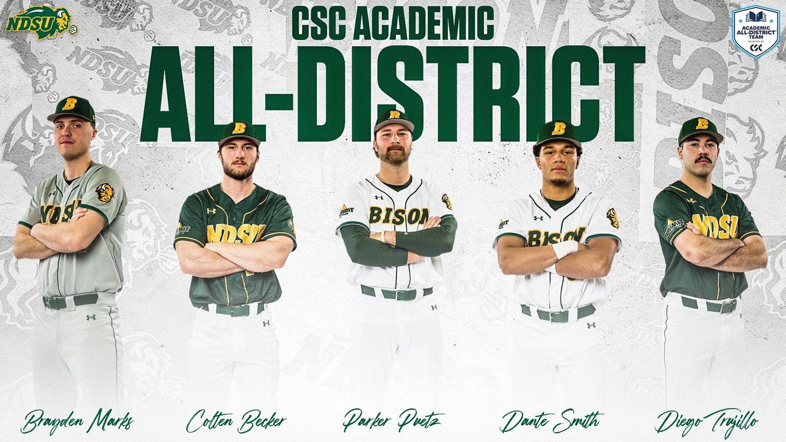 NDSU Baseball Garners Five CSC Academic All-District Selections - NDSU