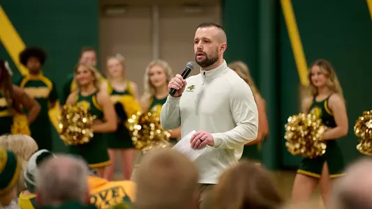 Derrick Lang speaks at the NDSU Team Makers appreciation event on Saturday, Feb. 15, 2025.