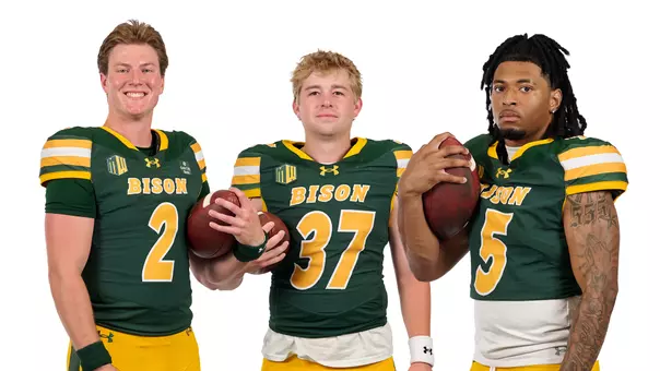 NDSU football players Nathan Hayes, Drew Klein and Myles Mitchell