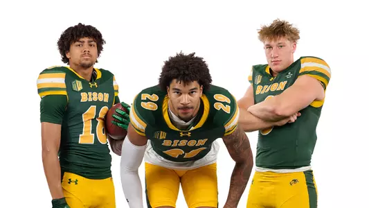 Photo of NDSU football players Jackson Williams, Darius Givance and Gavin Sell