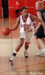 Tiffany Lewis scored 12 points and added 13 rebounds in Fresno State victory over Bradley.
