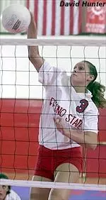 Sophomore middle blocker Carrie Hartt has volleyball blood running through her veins as aunt Carolyn Becker was a 10-year USA volleyball national team player and 1984 Olympian.