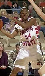 Omelogo Udeze had her 12th double-double of the season, scoring 21 points and grabbing 10 rebounds in Fresno State's seven-point loss to TCU on Sunday.