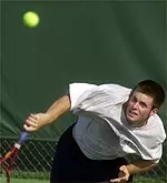 David Mullins (above) and partner Peter Luczak won their first round match in the NCAA doubles tournament.