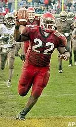 Running back Rodney Davis holds the ball aloft as he scores the final touchdown in Fresno State's 30-21 victory over Georgia Tech in the Silicon Valley Football Classic.