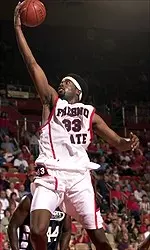 Melvin Ely scores his record-breaking 28 points on 10-of-17 shooting from the field and 8-of-11 from the line.