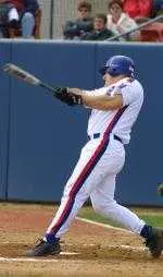 Senior catcher Brad Harper belted a three-run homer in the second inning in FS's 13-9 victory against Washington. (Photo by Justin Kase Conder)