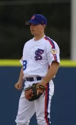 Junior second baseman Scott Beshears hit his first career home run in the fourth inning of FS's 3-2 victory against LaTech. (Photo by Justin Kase Conder)