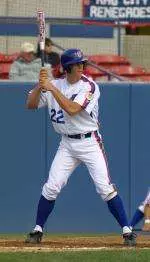 Senior outfielder Jared Walker doubled with the bases loaded in the sixth inning to drive in two runs in FS's 6-5 victory against LaTech. (Photo by Justin Kase Conder)