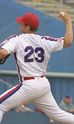 Junior RHP Ben Fritz earned his eighth victory of the season going 7.2 innings against Nevada in game one of the doubleheader. (Photo by Justin Kase Conder)