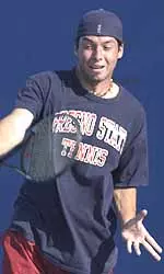 Stefan Suta (above) and Alex Krohn were eliminated in the semifinals of doubles in the ITA West Regional.