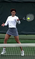Chloe Carlotti won both her singles and doubles matches against Pacific, the seventh consecutive dual she has done so.