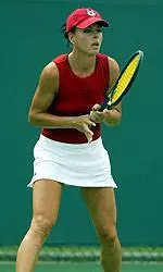 Lucia Tallo (above) with partner Chloe Carlotti finished the 2002-03 season with a 20-3 record.